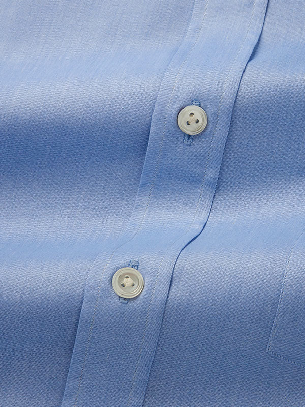 Chambray Sky Solid Full Sleeve Double Cuff Classic Fit Classic Formal Two Ply Mercerized Cotton Shirt
