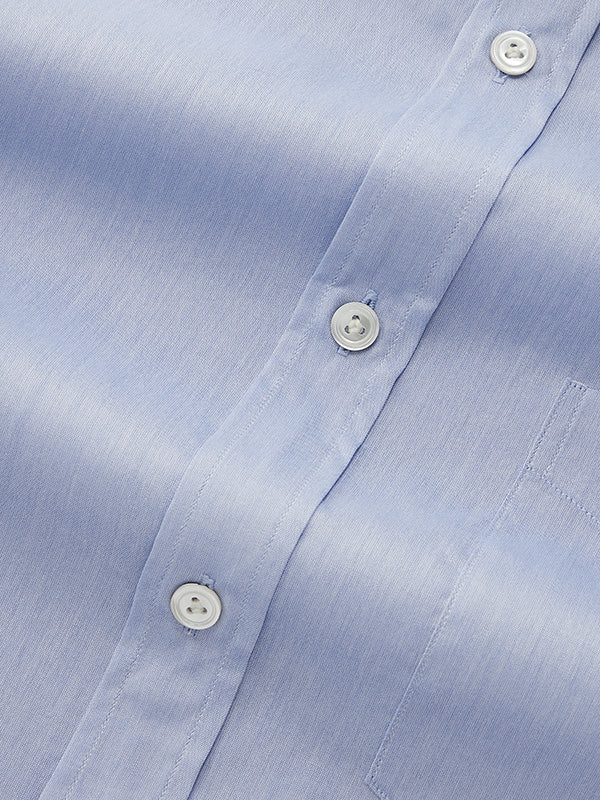 Chambray Sky Solid Full Sleeve Single Cuff Classic Fit Classic Formal Two Ply Mercerized Cotton Shirt