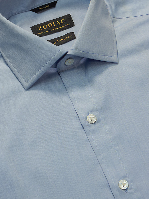 Chambray Sky Solid Full Sleeve Single Cuff Classic Fit Classic Formal Two Ply Mercerized Cotton Shirt