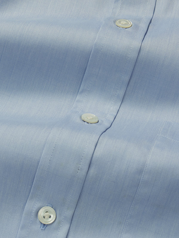 Chambray Sky Solid Full Sleeve Single Cuff Classic Fit Classic Formal Two Ply Mercerized Cotton Shirt
