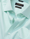 Chambray Mint Solid Half Sleeve Classic Fit Semi Formal Two Ply Mercerized Cotton Shirt