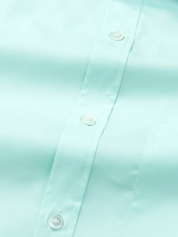 Chambray Mint Solid Half Sleeve Classic Fit Semi Formal Two Ply Mercerized Cotton Shirt