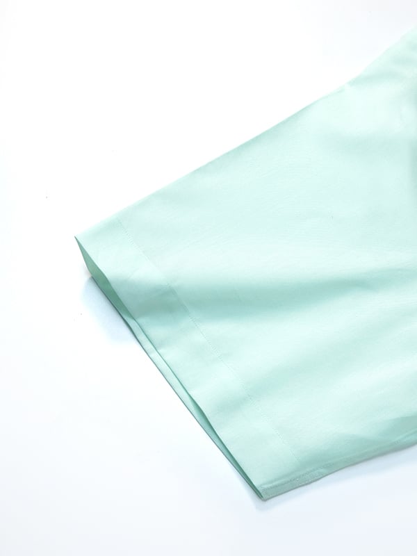 Chambray Mint Solid Half Sleeve Classic Fit Semi Formal Two Ply Mercerized Cotton Shirt