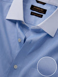 Chambray Sky Solid Full Sleeve Double Cuff Tailored Fit Classic Formal Two Ply Mercerized Cotton Without Pocket Shirt