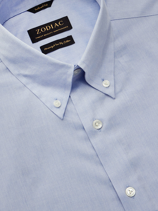 Chambray Sky Solid Full Sleeve Single Cuff Tailored Fit Classic Formal Two Ply Mercerized Cotton Shirt