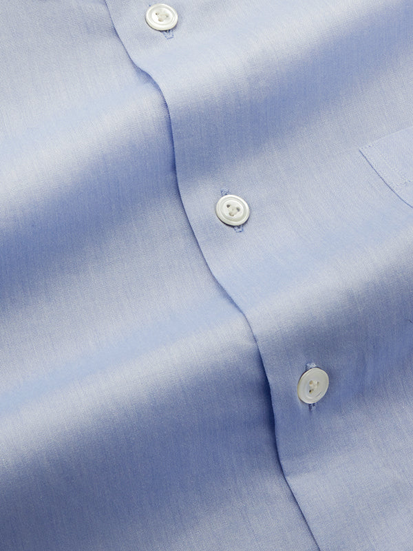 Chambray Sky Solid Full Sleeve Single Cuff Tailored Fit Classic Formal Two Ply Mercerized Cotton Shirt
