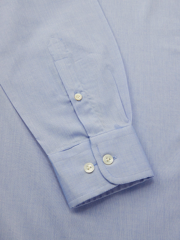 Chambray Sky Solid Full Sleeve Single Cuff Tailored Fit Classic Formal Two Ply Mercerized Cotton Shirt