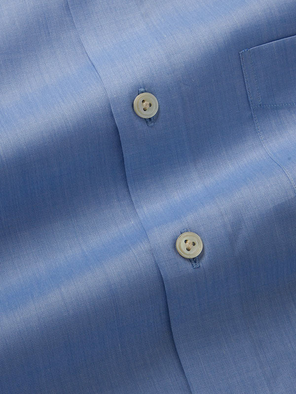 Chambray Sky Solid Full Sleeve Single Cuff Tailored Fit Classic Formal Two Ply Mercerized Cotton Shirt