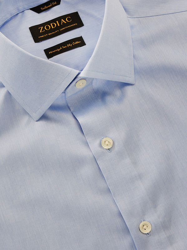 Chambray Sky Solid Full Sleeve Single Cuff Tailored Fit Classic Formal Two Ply Mercerized Cotton Without Pocket Shirt
