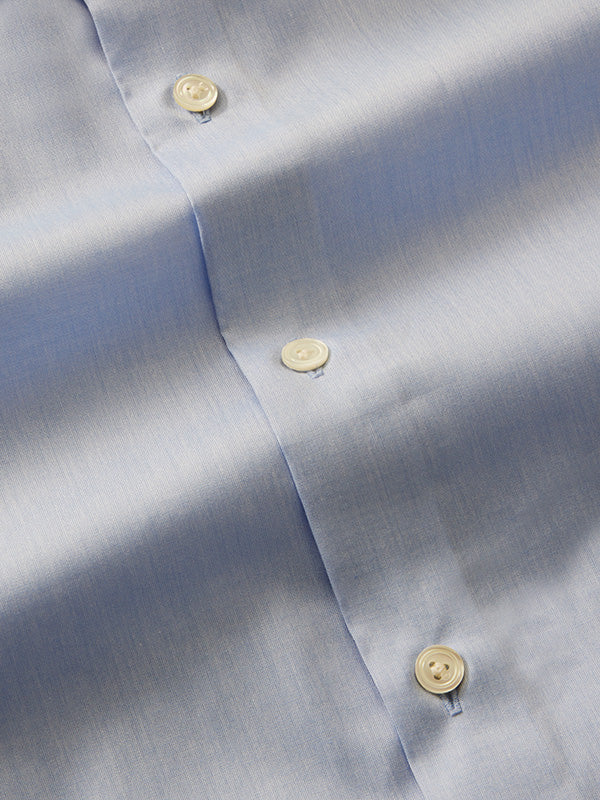 Chambray Sky Solid Full Sleeve Single Cuff Tailored Fit Classic Formal Two Ply Mercerized Cotton Without Pocket Shirt