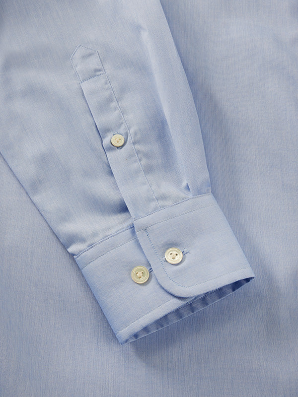 Chambray Sky Solid Full Sleeve Single Cuff Tailored Fit Classic Formal Two Ply Mercerized Cotton Without Pocket Shirt
