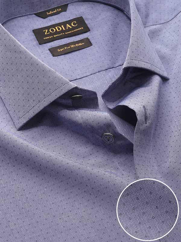 Chianti Blue Solid Full Sleeve Single Cuff Tailored Fit Dark Semi Formal Cotton Shirt