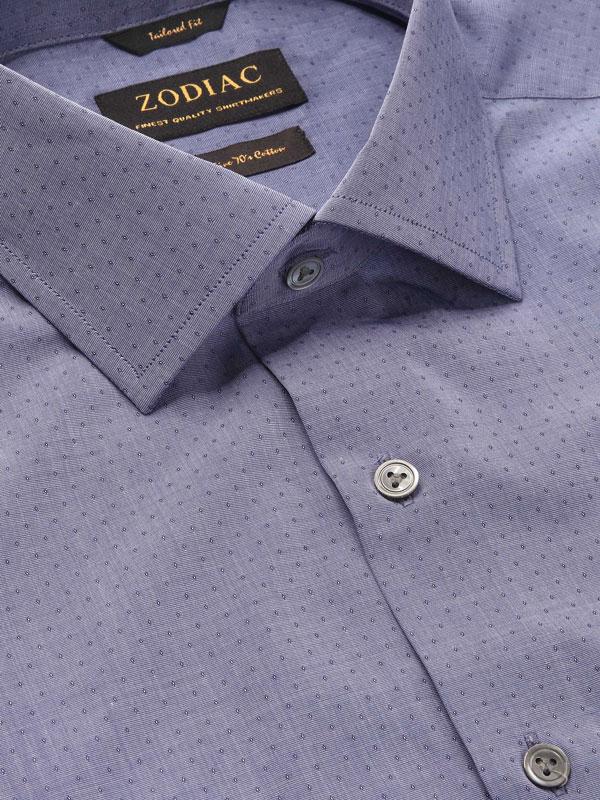 Chianti Blue Solid Full Sleeve Single Cuff Tailored Fit Dark Semi Formal Cotton Shirt