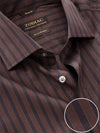 Chianti Chocolate Striped Full Sleeve Single Cuff Classic Fit Dark Semi Formal Cotton Shirt
