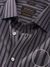 Chianti Dark Grey Striped Full Sleeve Single Cuff Classic Fit Dark Semi Formal Cotton Shirt