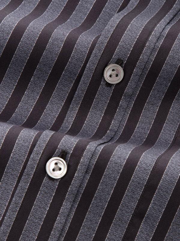 Chianti Dark Grey Striped Full Sleeve Single Cuff Classic Fit Dark Semi Formal Cotton Shirt