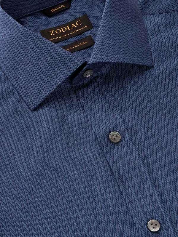Chianti Navy Solid Full Sleeve Single Cuff Classic Fit Dark Semi Formal Cotton Shirt