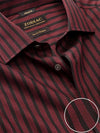 Chianti Red Striped Full Sleeve Single Cuff Tailored Fit Dark Semi Formal Cotton Shirt