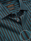 Chianti Teal Striped Full Sleeve Single Cuff Tailored Fit Dark Semi Formal Cotton Shirt