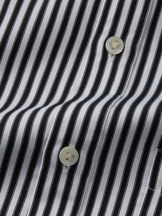 Chianti Black & White Striped Classic Fit Full Sleeve Cotton Dark Semi Formal Cotton Shirt