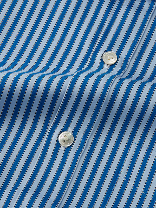 Chianti Blue Striped Full Sleeve Single Cuff Classic Fit Dark Semi Formal Cotton Shirt