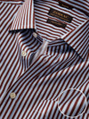 Chianti Brown Striped Full Sleeve Single Cuff Classic Fit Dark Semi Formal Cotton Shirt