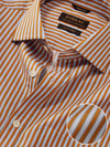 Chianti Ochre Striped Full Sleeve Single Cuff Classic Fit Dark Semi Formal Cotton Shirt
