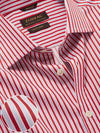 Chianti Red Striped Full Sleeve Single Cuff Classic Fit Dark Semi Formal Cotton Shirt