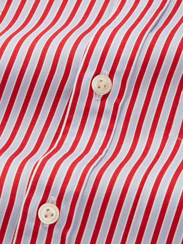 Chianti Red Striped Full Sleeve Single Cuff Classic Fit Dark Semi Formal Cotton Shirt