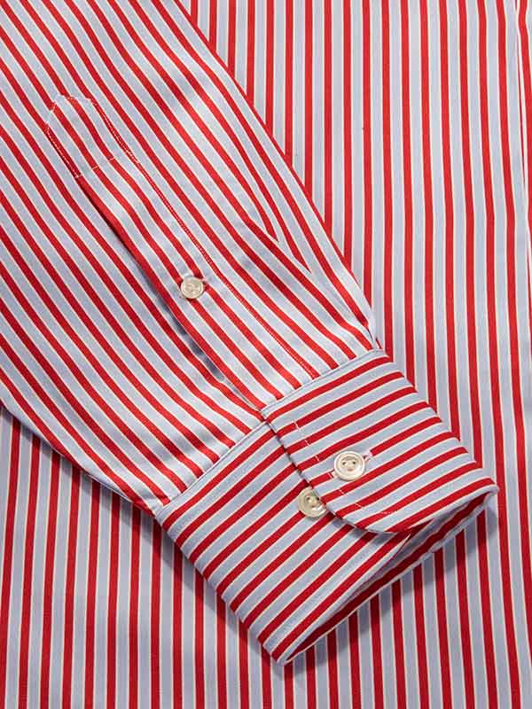 Chianti Red Striped Full Sleeve Single Cuff Classic Fit Dark Semi Formal Cotton Shirt