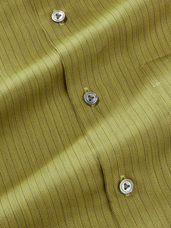 Chianti Green Striped Full Sleeve Single Cuff Tailored Fit Dark Semi Formal Cotton Shirt