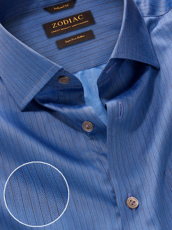 Chianti navy Striped Full Sleeve Single Cuff Tailored Fit Dark Semi Formal Cotton Shirt