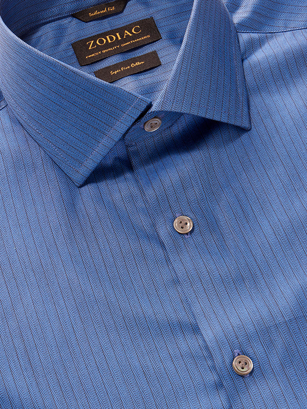 Chianti navy Striped Full Sleeve Single Cuff Tailored Fit Dark Semi Formal Cotton Shirt