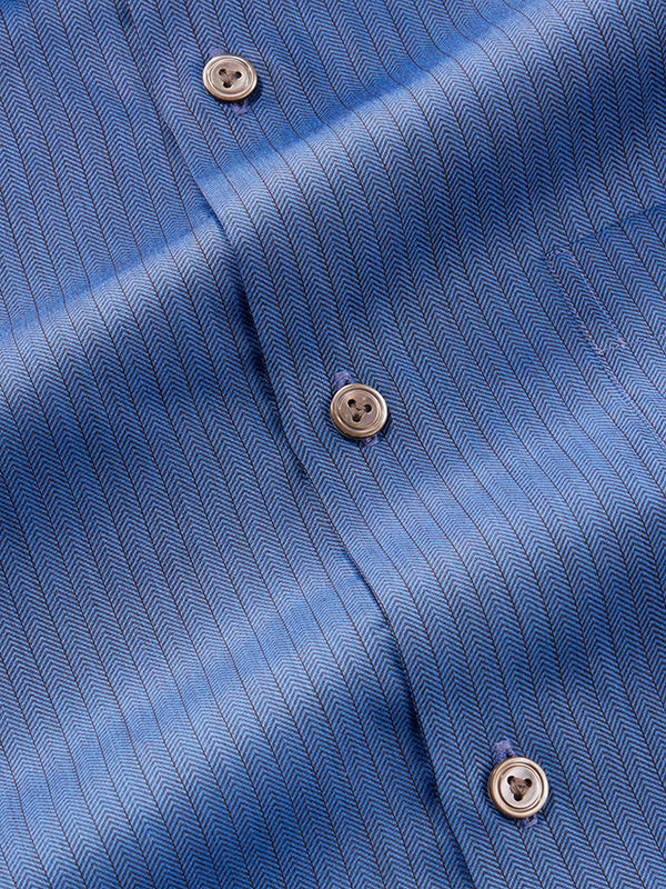 Chianti navy Striped Full Sleeve Single Cuff Tailored Fit Dark Semi Formal Cotton Shirt