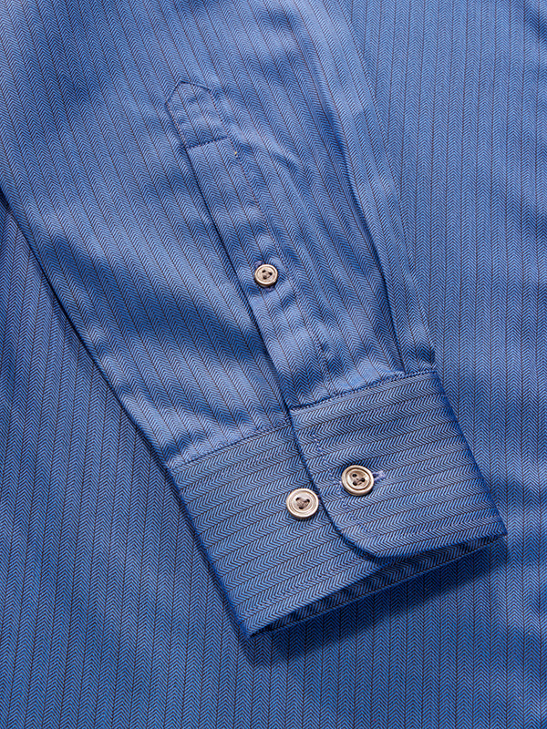 Chianti navy Striped Full Sleeve Single Cuff Tailored Fit Dark Semi Formal Cotton Shirt