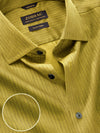 Chianti Ochre Striped Full Sleeve Single Cuff Tailored Fit Dark Semi Formal Cotton Shirt