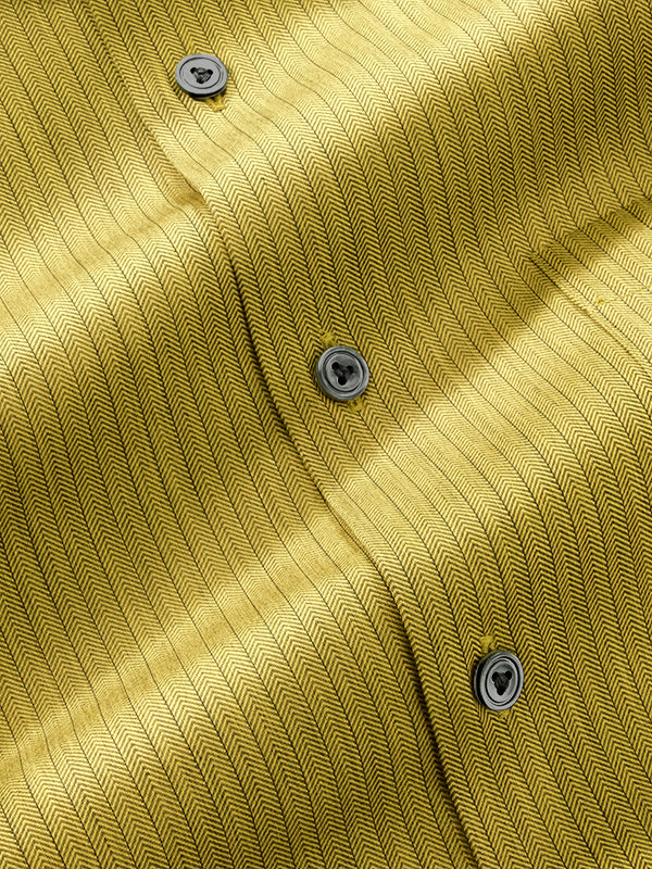 Chianti Ochre Striped Full Sleeve Single Cuff Tailored Fit Dark Semi Formal Cotton Shirt