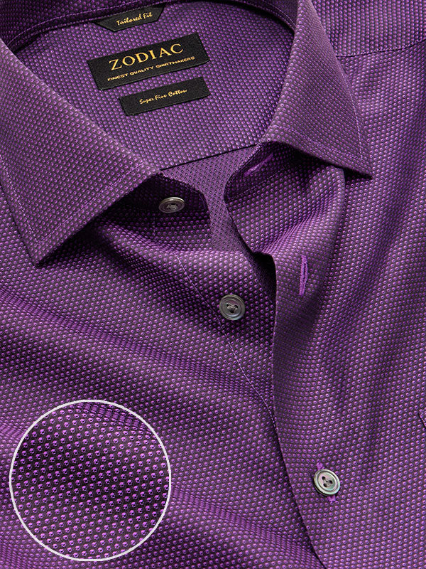Chianti Aubergine Solid Full Sleeve Single Cuff Tailored Fit Dark Semi Formal Cotton Shirt