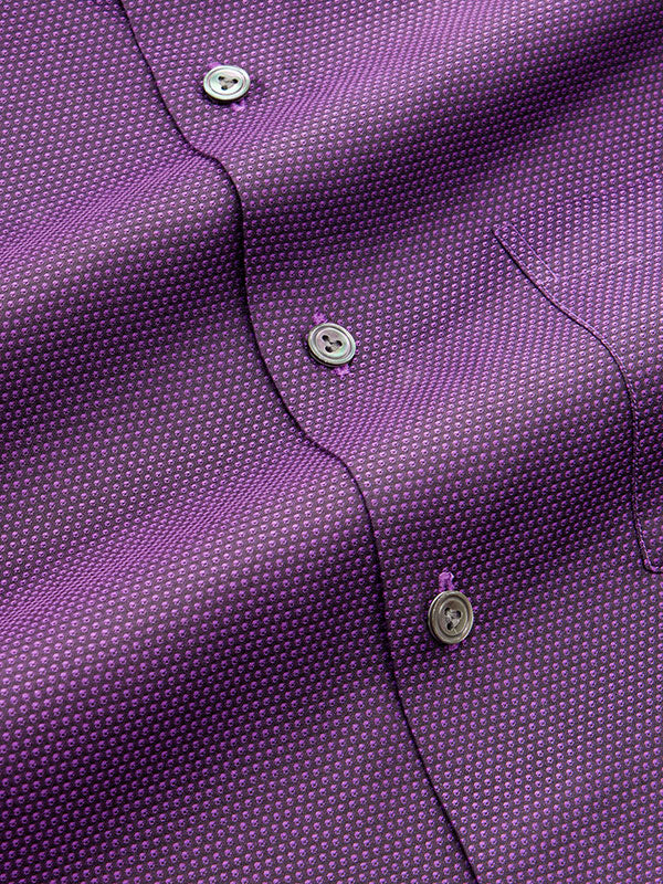 Chianti Aubergine Solid Full Sleeve Single Cuff Tailored Fit Dark Semi Formal Cotton Shirt