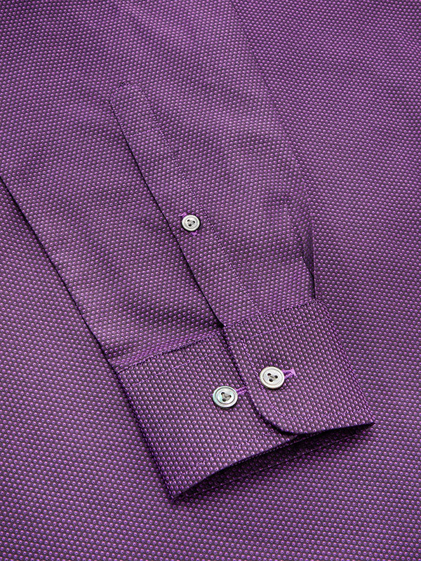 Chianti Aubergine Solid Full Sleeve Single Cuff Tailored Fit Dark Semi Formal Cotton Shirt