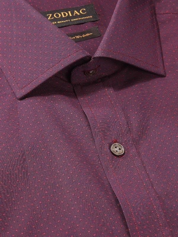 Chianti Purple Solid Full Sleeve Single Cuff Tailored Fit Dark Semi Formal Cotton Shirt