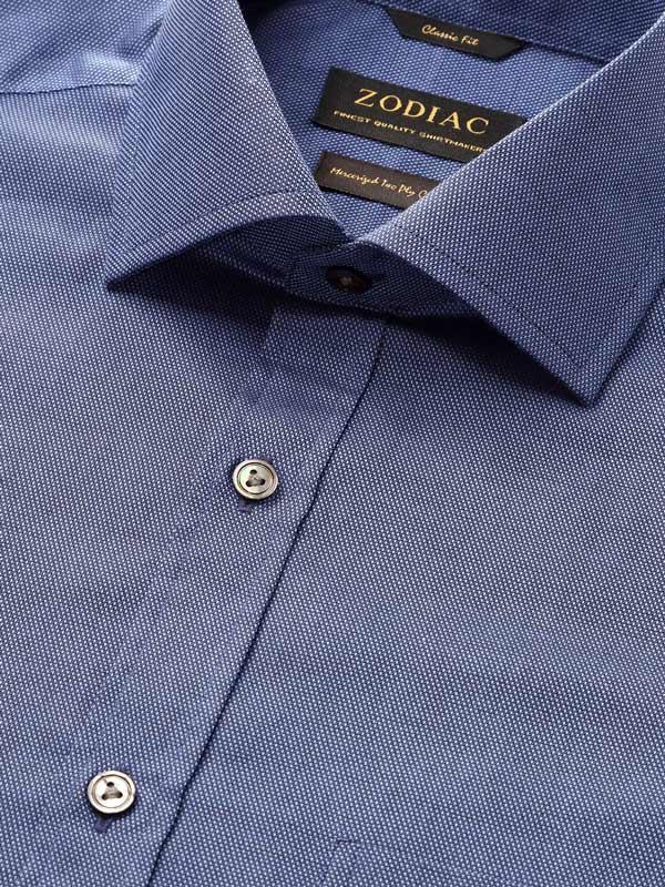 Chirico Navy Check Full Sleeve Single Cuff Classic Fit Semi Formal Dark Super Fine Cotton Shirt