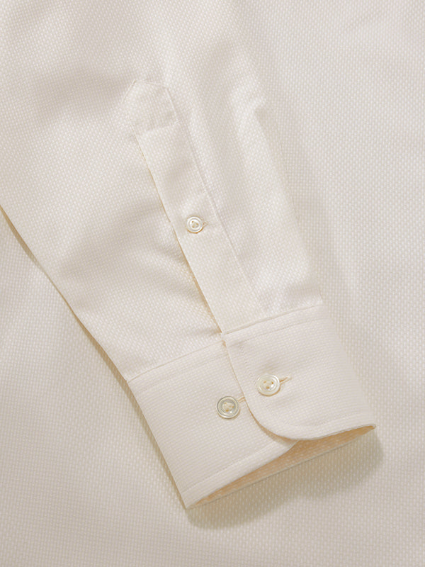 Cione Cream Solid Full Sleeve Single Cuff Classic Fit Classic Formal Two Ply Mercerized Cotton Shirt