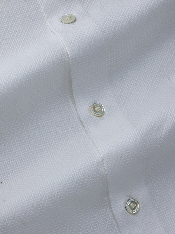 Cione White Solid Full Sleeve Double Cuff Tailored Fit Classic Formal Two Ply Mercerized Cotton Shirt