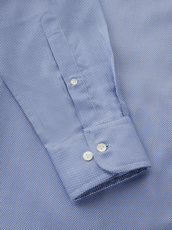 Cione Blue Solid Full Sleeve Single Cuff Classic Fit Classic Formal Two Ply Mercerized Cotton Shirt