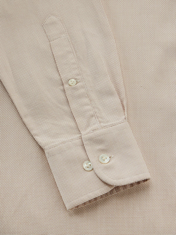 Cione Cream Solid Full Sleeve Single Cuff Classic Fit Classic Formal Two Ply Mercerized Cotton Shirt