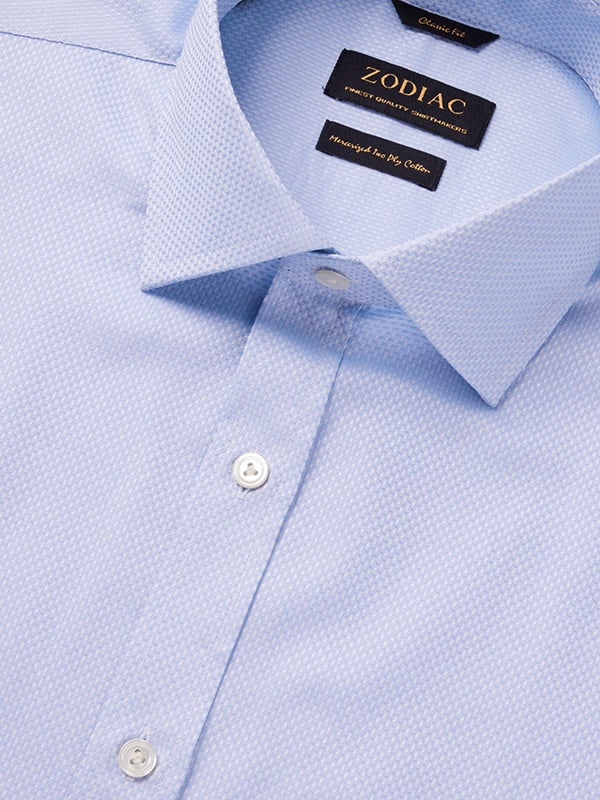 Cione Sky Solid Full Sleeve Double Cuff Classic Fit Classic Formal Two Ply Mercerized Cotton Shirt