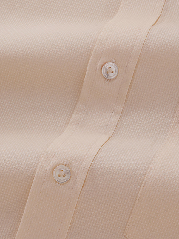 Cione Cream Solid Full Sleeve Double Cuff Classic Fit Classic Formal Two Ply Mercerized Cotton Shirt
