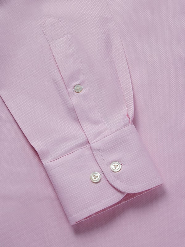 Cione Pink Solid Full Sleeve Single Cuff Classic Fit Classic Formal Two Ply Mercerized Cotton Shirt