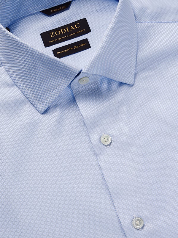 Cione Sky Solid Full Sleeve Double Cuff Tailored Fit Classic Formal Two Ply Mercerized Cotton Shirt